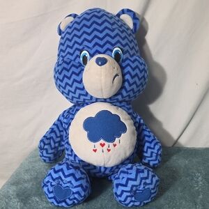 Care Bear Grumpy Plush 20" Blue Chevron Striped Stuffed Animal 2015